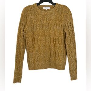 John + Jenn Revolve Mustard Gold Crewneck Cable knit Sweater Size XS